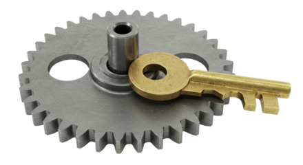 Isolated Golden Key Gears Mechanism System