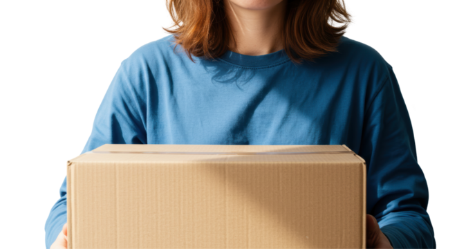 Isolated Person Holding Cardboard Box Shipment