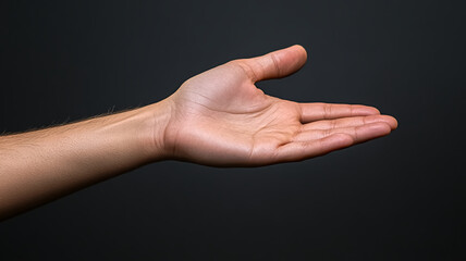 A hand opening, signaling to begging and inviting.