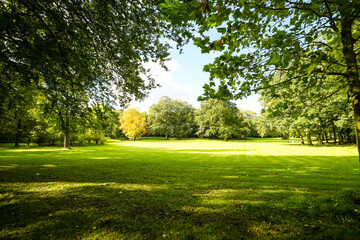 View of the city park in Husum on the North Frisian North Sea coast.

