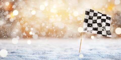 Checkered flag graphic design with an abstract background,a dynamic racing theme.