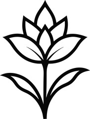 tuberose flower black and white outline icon on transparent background