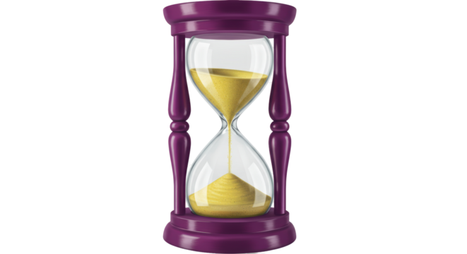 Isolated Purple Hourglass with Sand