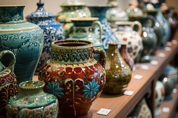 Close-up of Traditional culture Mexican pottery beautiful hand art