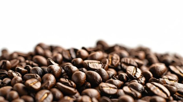 Drink Fragrance Energy, Closeup of freshly roasted coffee beans in a pile