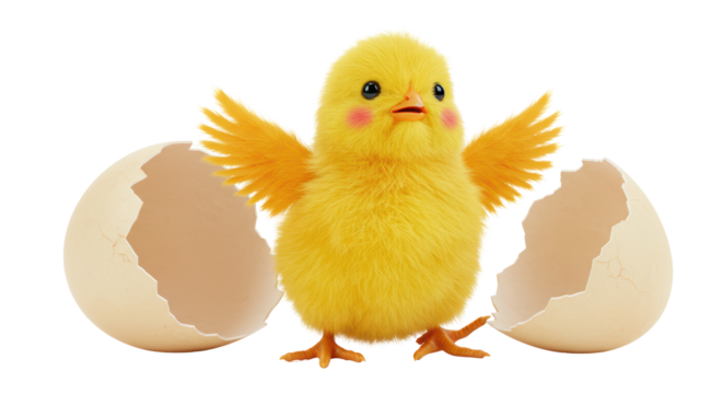 Isolated Hatching Yellow Chick