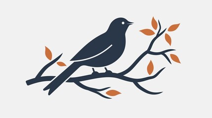 A cuckoo bird icon perched on a branch, outlined in a minimal style on a white background.