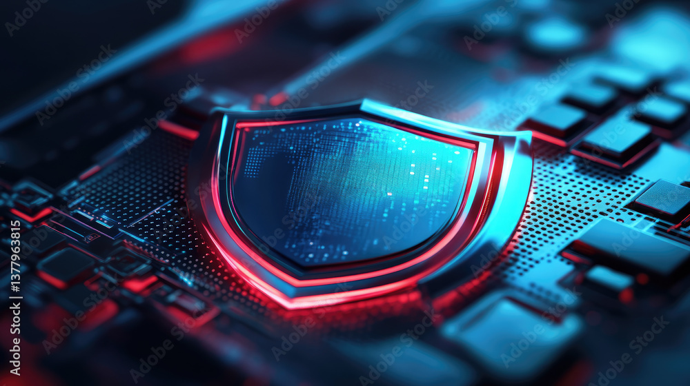 Aufkleber cybersecurity shield graphic digital abstract art futuristic environment close-up view data protecti