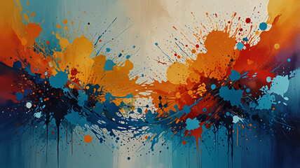 Abstract Painting with Vibrant Symmetry and Dynamic Splashes