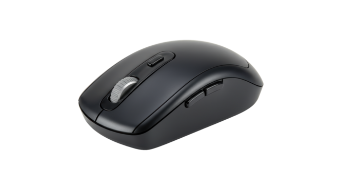 Isolated Ergonomic Black Wireless Mouse Computer Peripheral