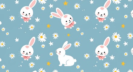 Fototapeta premium Bunny Meadow Rhapsody AI Generated