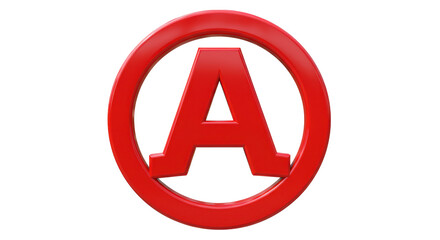 Obraz premium Isolated Red Letter A in a Circle