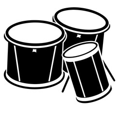 Drums Silhouette Vector Icon White Background.