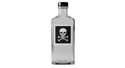 Isolated Poisonous Substance Bottle with Skull and Crossbones Warning