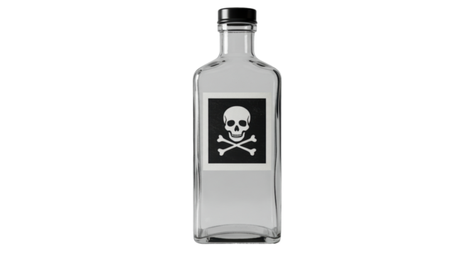 Isolated Poisonous Substance Bottle with Skull and Crossbones Warning