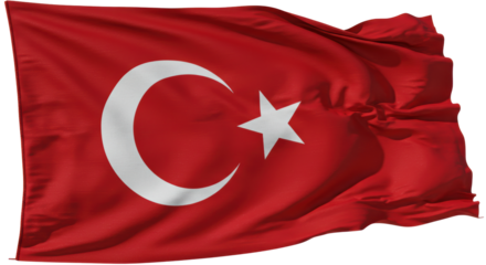 Isolated Waving Flag of Turkey National Symbol Patriotic