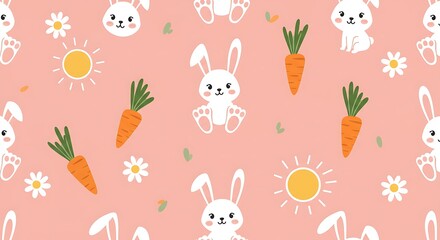 Fototapeta premium Sunny Meadow Bunnies AI Generated