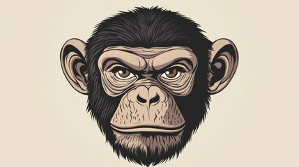 Expressive Portrait of a Chimpanzee Capturing Primate Intelligence in Detail 