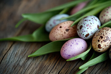 Easter Eggs Decorated with Leaves