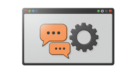 Isolated Software Interface with Chat Bubbles and Gear Icon
