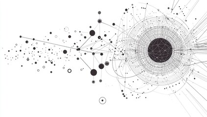 Abstract network graphic with interconnected nodes and lines