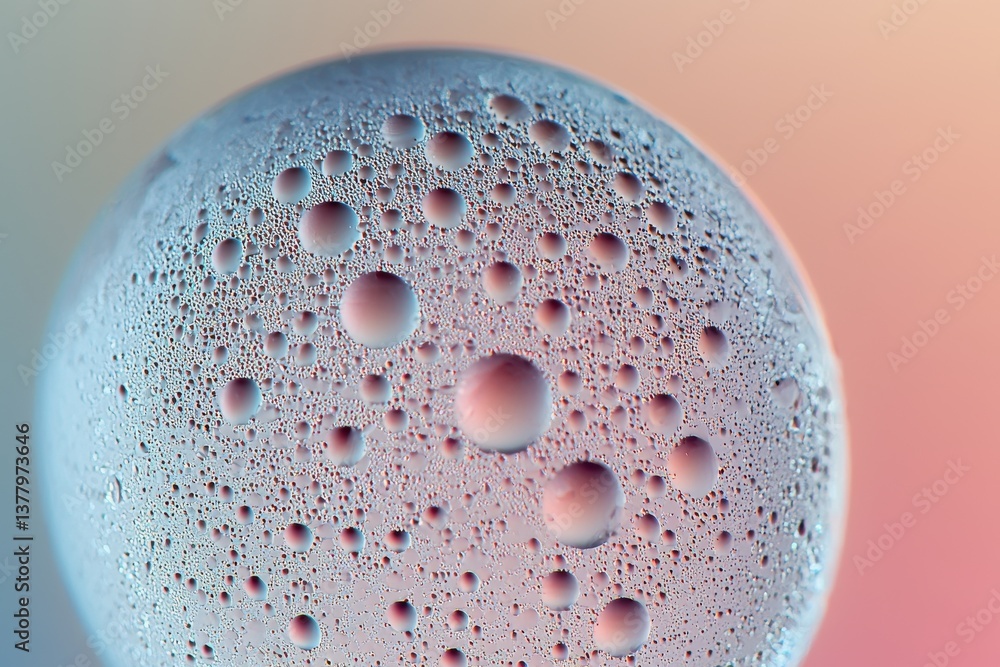Aufkleber macro photograph of water droplets clinging to a spherical surface, creating a textured and ethereal