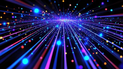 Obraz premium Abstract Colorful Light Trails and Particles Background