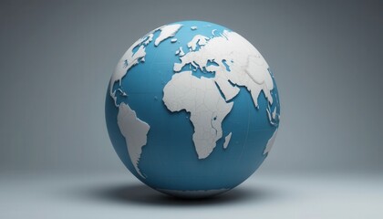 Fototapeta premium Global World Map A 3D Render of Earth Showing Continents and Oceans Perfect for presentations education and geography