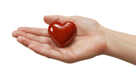 Isolated Wooden Heart Resting on Open Palm of Hand
