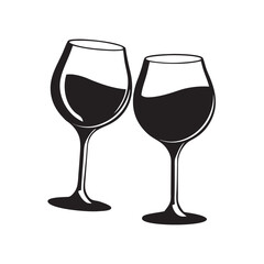 wine glass icon, black silhouette vector, Simple silhouette Design vector icon 