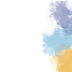 Obraz premium Abstract watercolor purple blue yellow rippling background for wedding invitation, website, gentle design, pastel flow texture