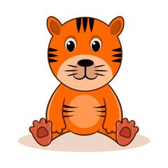 A cute cartoon baby tiger vector illustration isolated on a white background