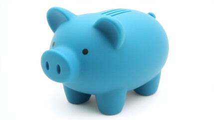 Obraz premium A cute small piggy bank with pastel blue color, placed neatly on a white background.