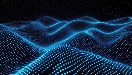 Abstract digital landscape with glowing blue dots