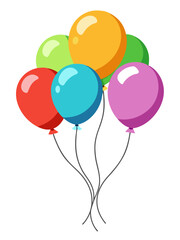 Cheerful Cartoon Balloon Bunch Colorful Celebration Design for Birthday, Party Invitations and Festive Events