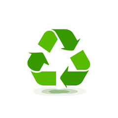 Obraz premium Recycling symbol in green color on a white background 