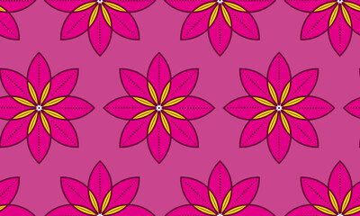 Modern decorative pink floral geometric seamless pattern background in vector illustration