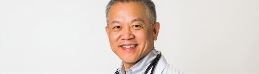 Fototapeta premium Confident doctor with stethoscope in bright setting