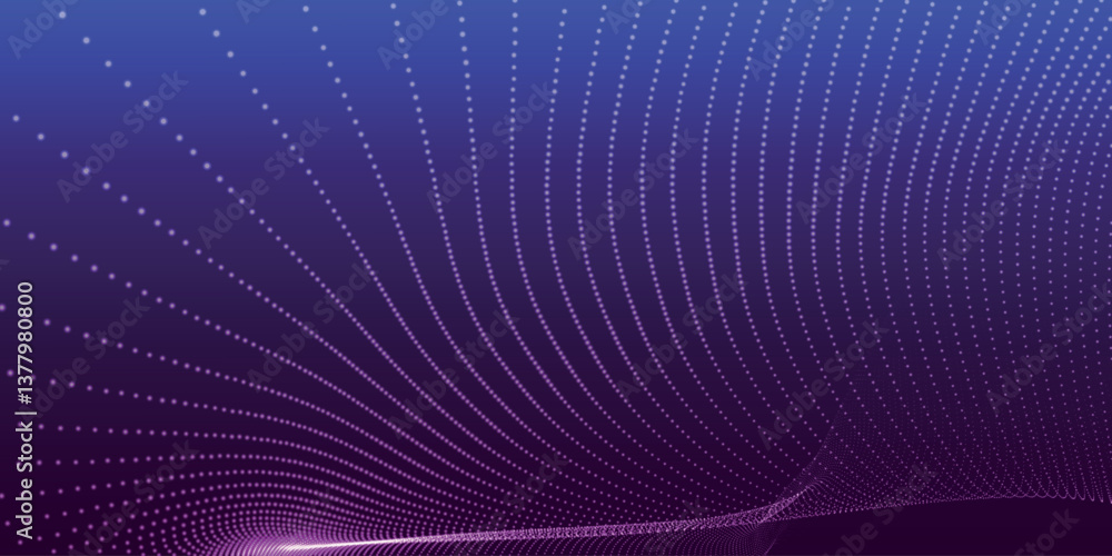 Poster abstract colorful digital particle wave. futuristic dot wave. technological background. colorful mus