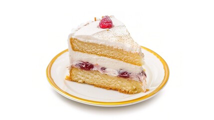 An attractive Victoria sponge cake is presented. The Victoria sponge cake consists of two light and fluffy sponge layers. Each layer has a soft and moist texture, with a delicate golden - brown color