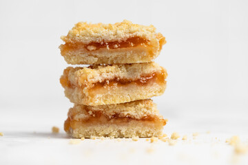 Sweet shortbread cookies with apricot jam 