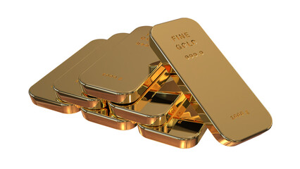 7 shiny gold bullions layered -warm illuminated