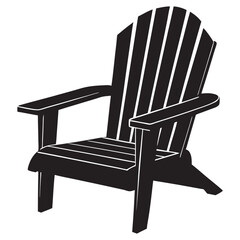 Adirondack chair icon, silhouette black and white silhouette, vector and illustration on white background

