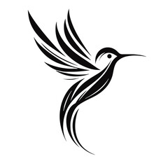 Obraz premium Stylized Hummingbird Icon Representing Nature and Agility against Isolated White Background with copy space