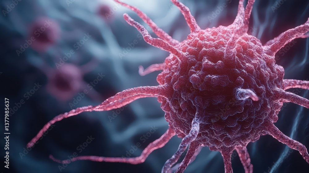Poster close-up view of abstract biological cell structure