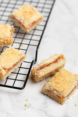 Sweet shortbread cookies with apricot jam 