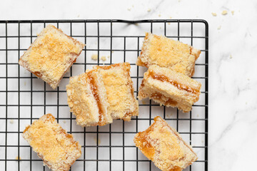Sweet shortbread cookies with apricot jam 