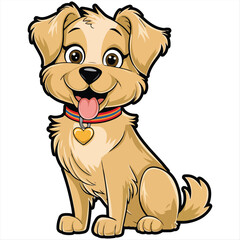 Adorable Cartoon Golden Retriever Vector Art illustrator looks surprised