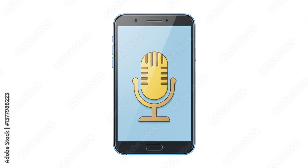 Poster isolated mobile phone screen displaying microphone