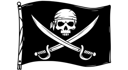 Pirate Flag in Black and White Illustration